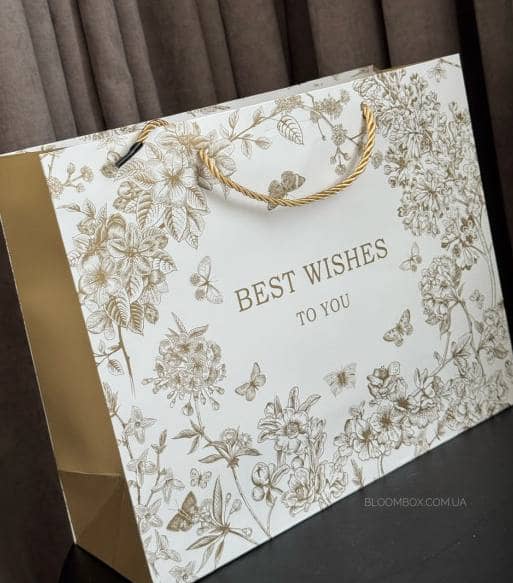 Сумка подарочная Best wishes,  23x18x10 см / Серебристый 2