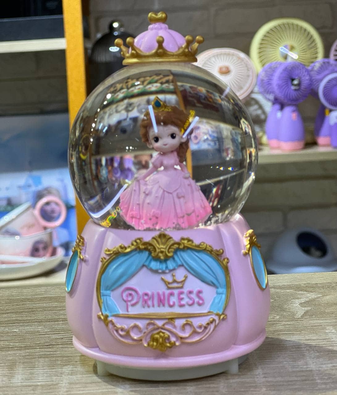 Снежный шар музыкальный, 80 мм / Princess голубой 5