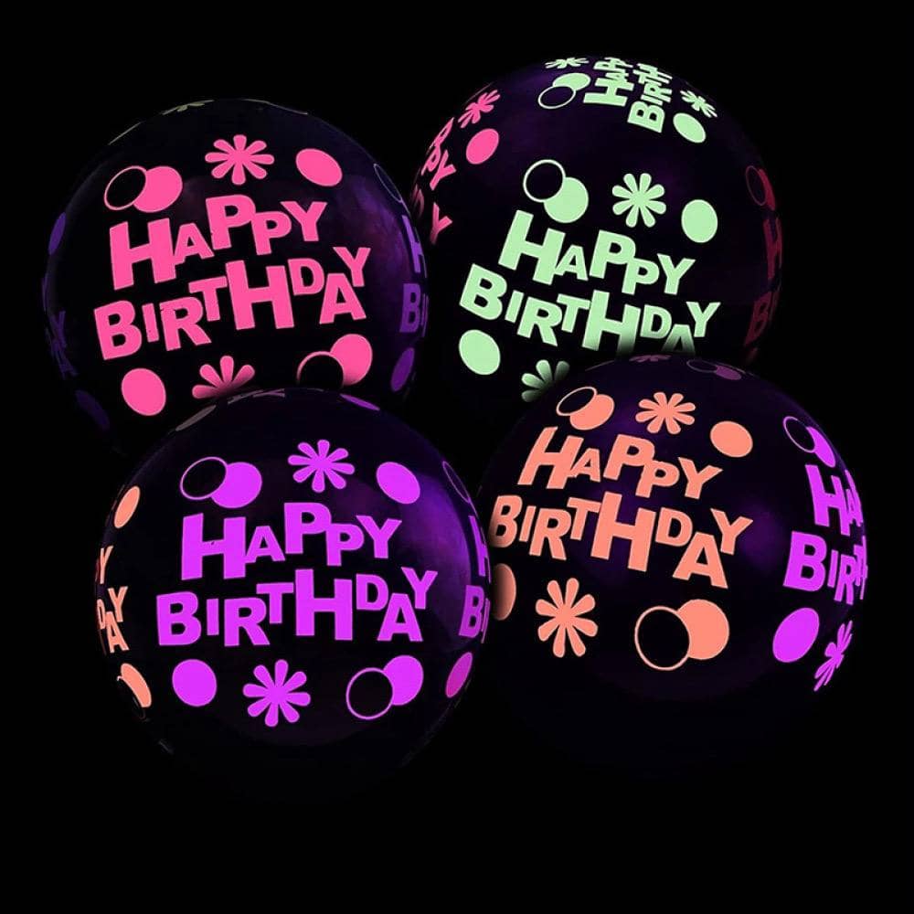 Флуоресцентный воздушный шар Happy birthday, 12 дюйм 1