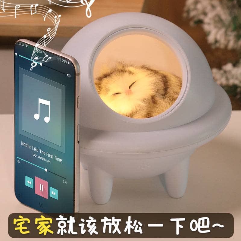 Ночник "Спящая кошка" с блютуз колонкой / Белый 4