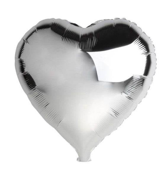 Фольгированное сердце с гелием, серебро